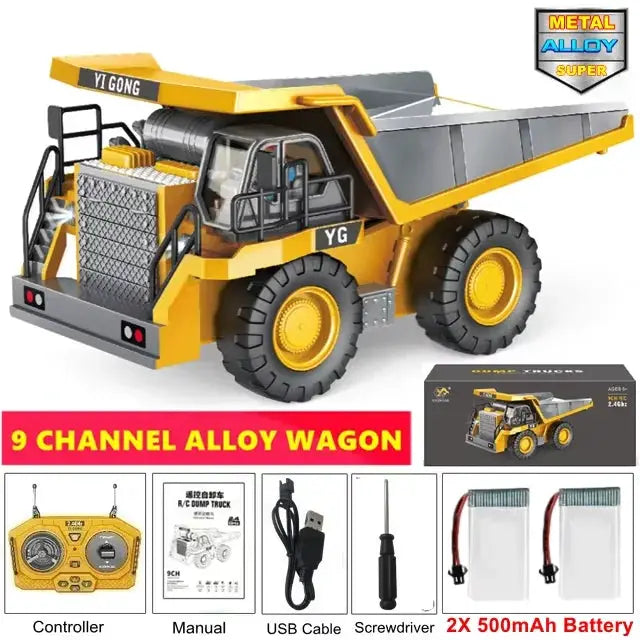 4WD Remote Control Excavator And Bulldozer Set 4x4 Alloy Dump Truck RC Car Construction Vehicle Toy For Kids