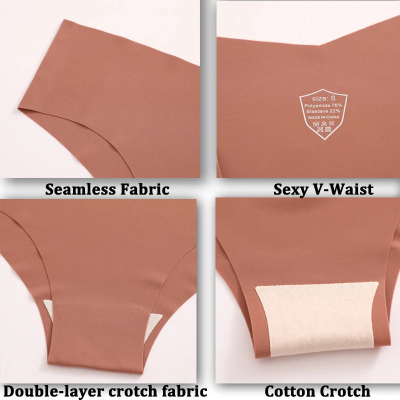 SilkSoft Ice Silk Seamless Panties Six Pack Ultra Thin Breathable V Waist Low Rise Women Underwear