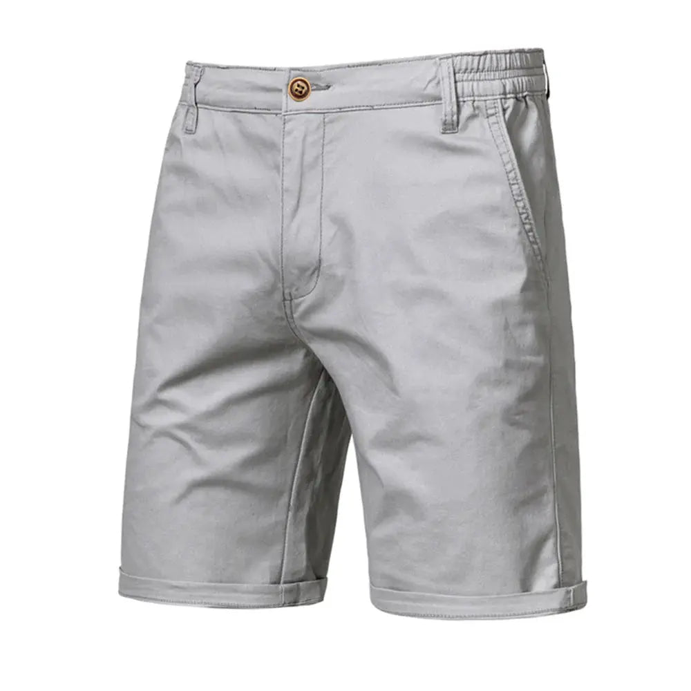 AIOPESON men's shorts, 100% cotton solid, light gray with elastic waist