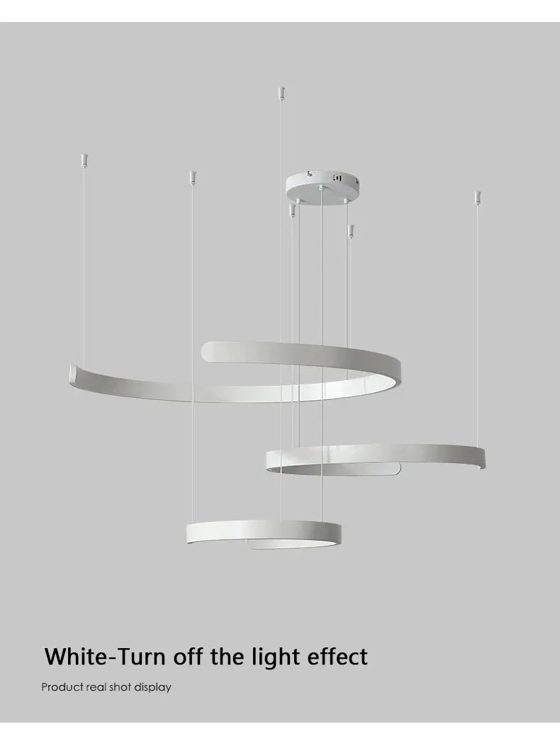 Simples Market modern ring ceiling chandelier with three silver circular LED rings