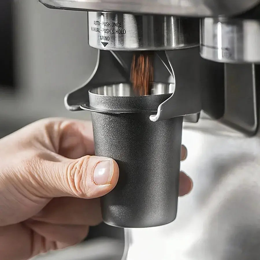 BaristaPro Stainless Steel Coffee Dosing Cup For Espresso Machines Ergonomic Precise Measuring For Consistent Brews