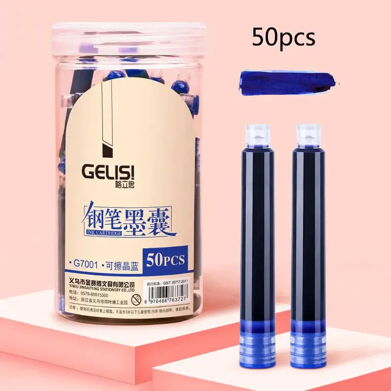 50pcs fountain pen ink cartridges by Simples Market, blue and black, large capacity