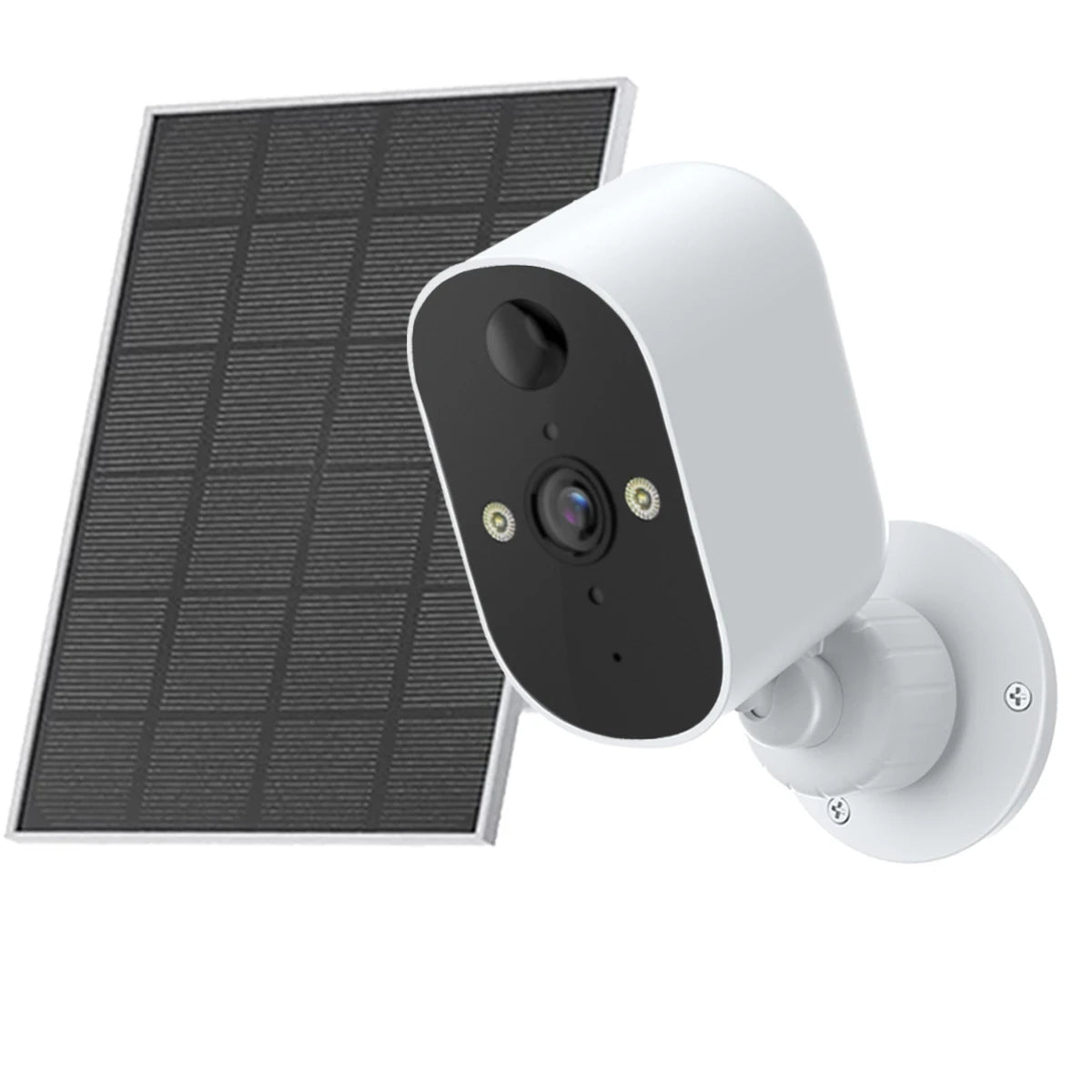 XVIM solar security camera with solar panel, white body for wireless outdoor home surveillance