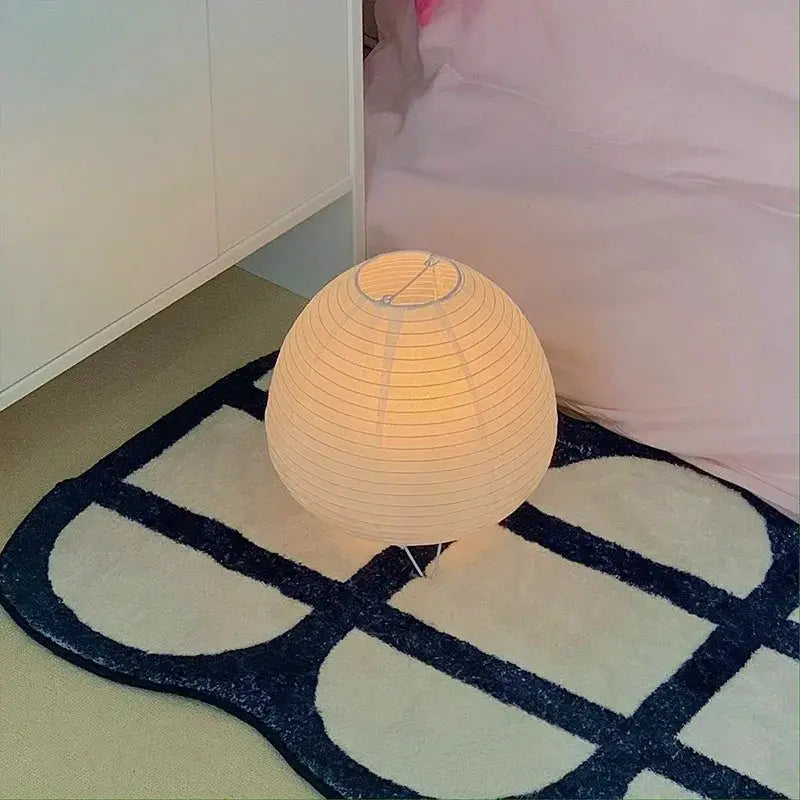 Japanese lantern LED table lamp by Simples Market, beige rice-paper shade on tripod stand