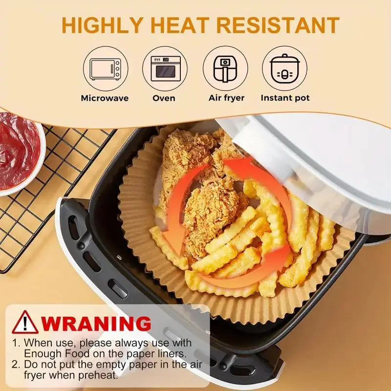 Disposable Air Fryer Parchment Paper Liners For Square And Round Pans Nonstick Oil Absorbing Mat Kitchen Oven