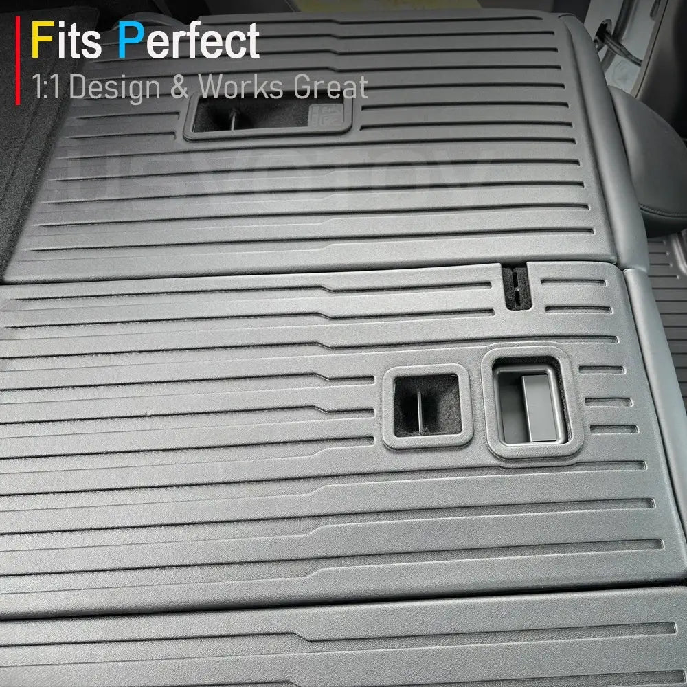 Tesla Model Y trunk mat, gray cargo liner with grooved design for 2025–26