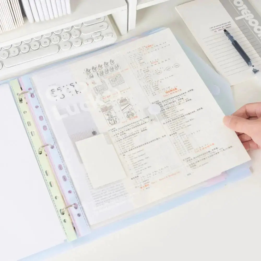 Simples Market INS style transparent A4 loose-leaf file folder with detachable data book and pastel binder rings
