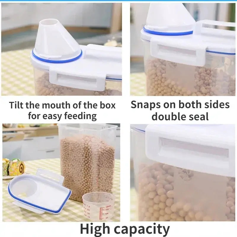 1.5kg To 2kg Pet Food Storage Container With Measuring Cup Sealed Moisture Proof Jar For Dogs And Cats
