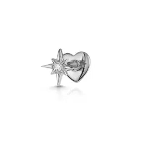 AIDE heart-shaped sterling silver helix ear stud with starburst zircon