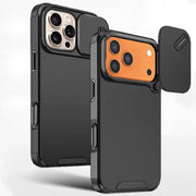 Slide camera protection phone case by Simples Market for iPhone 17/16/15/14/13/12/11 Pro Max, matte black, shockproof armor