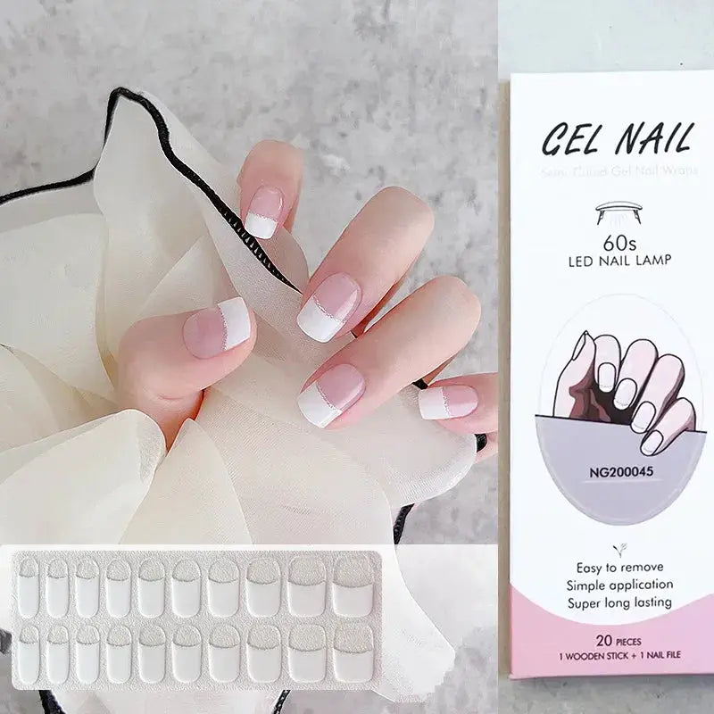 NailLux Semi Cured Nail Wraps For 16 To 20 Tips Easy Full Cover Adhesive Press On Nails Gel Finish UV LED Compatible