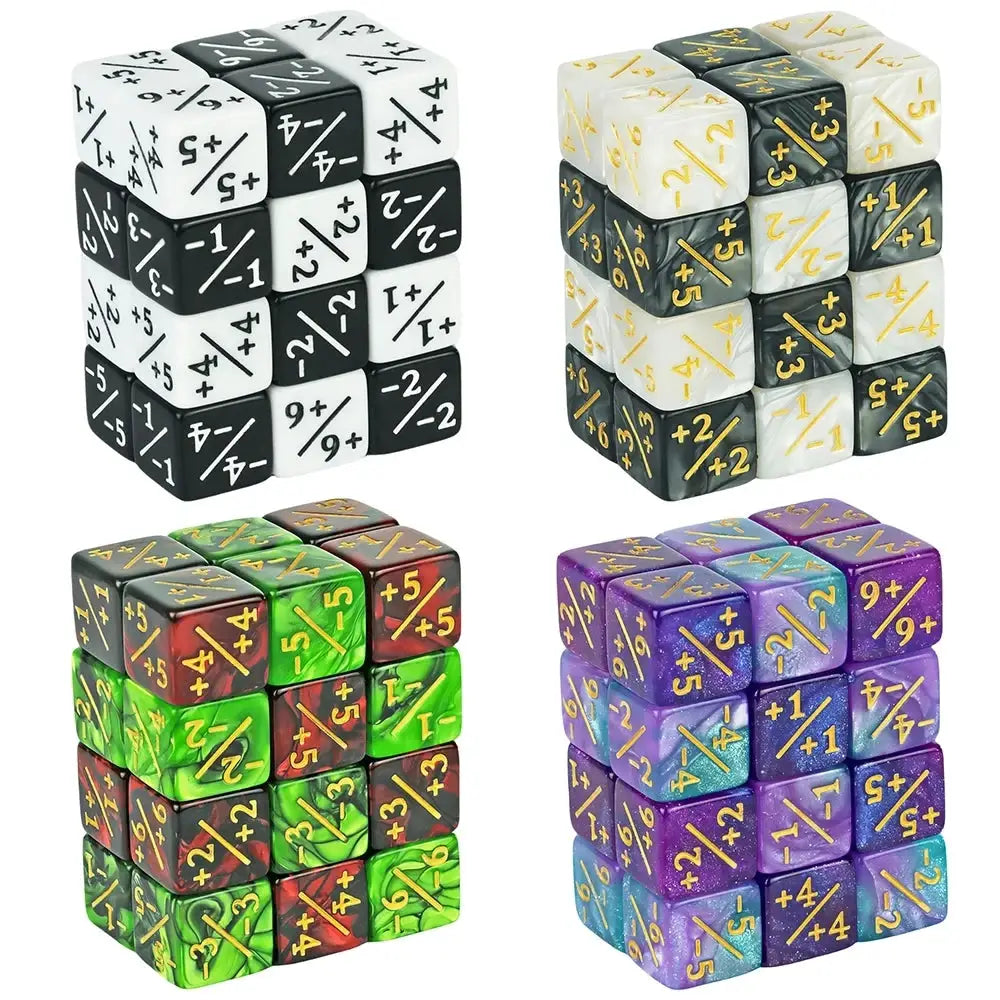 Ten Piece D6 Dice Counters Set With Plus One And Minus One Marks For Math Teaching And Card Game Accessories