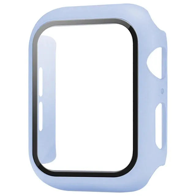 Apple Watch case with glass screen protector, light blue frame, Simples Market