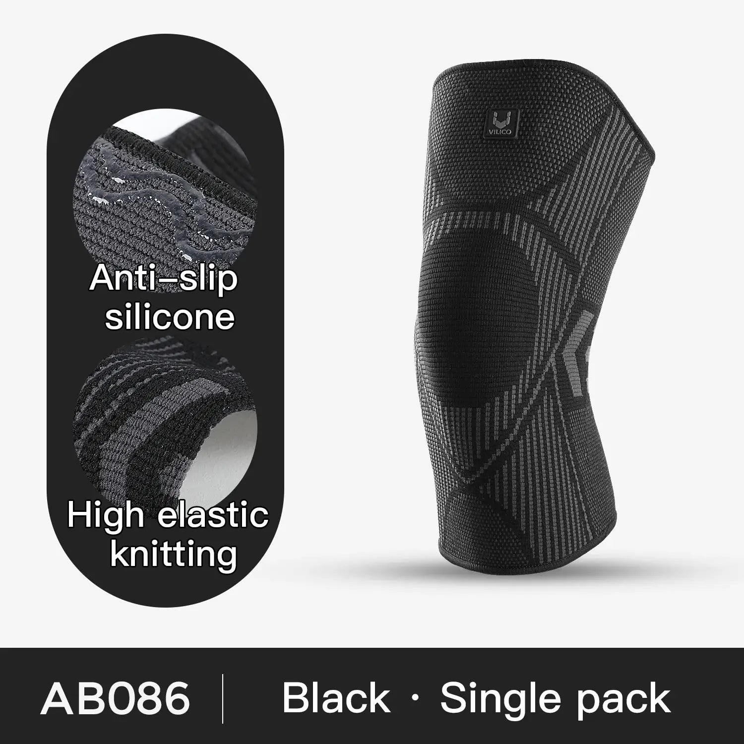 Knee Support Sleeve Compression Knee Brace With Anti Slip Silicone Grips For Knee Pain And Meniscus Tear