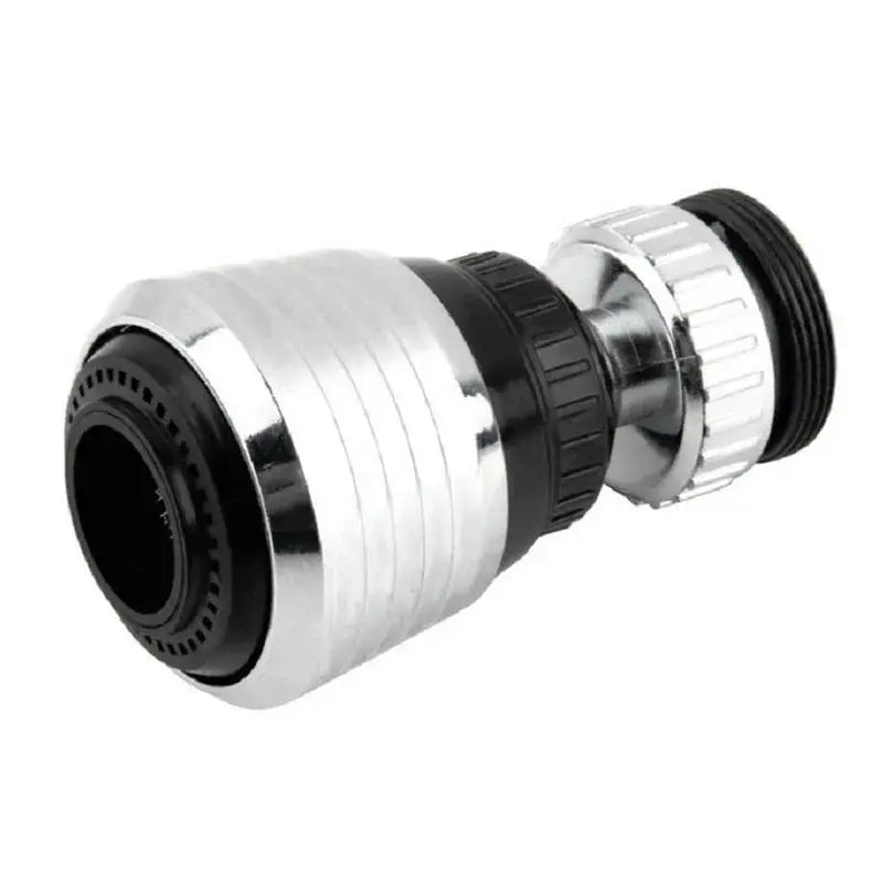 Universal kitchen faucet adapter with 360° rotation, chrome finish and black collar