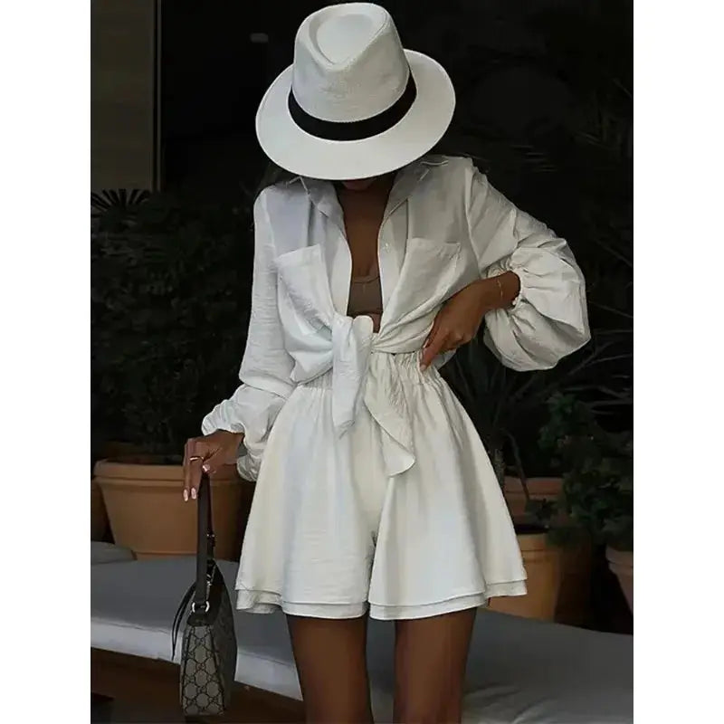 Casual Loose Two Piece Short Sets for Women Summer Spa Vacation Outfit
