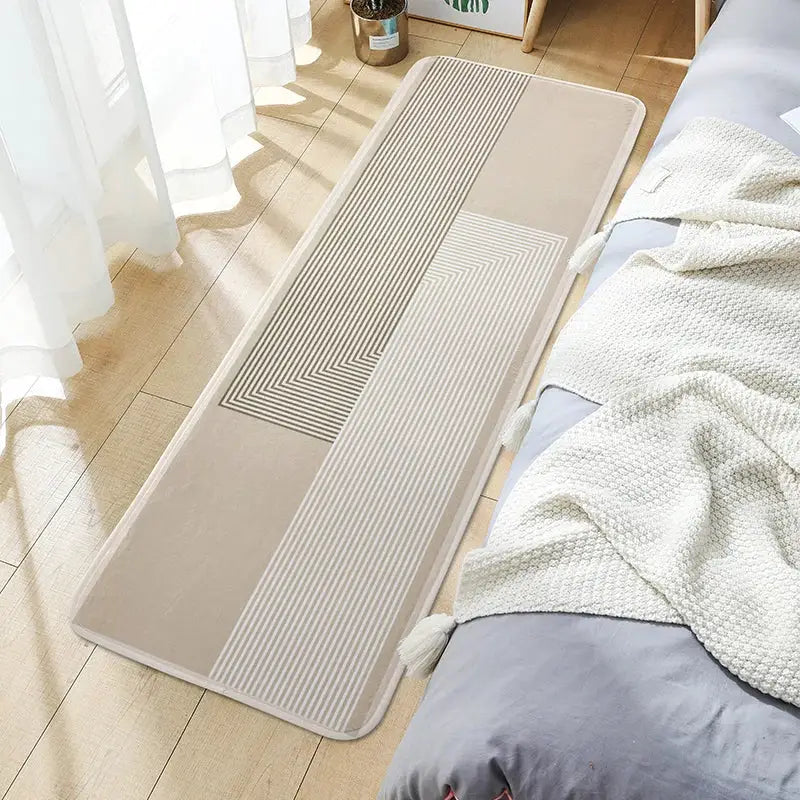 Cartoon Bedroom Carpet Plush Floor Mat Non Slip Rubber Backing Long Strip Bedside Rug For Living Room Sofa Coffee Table