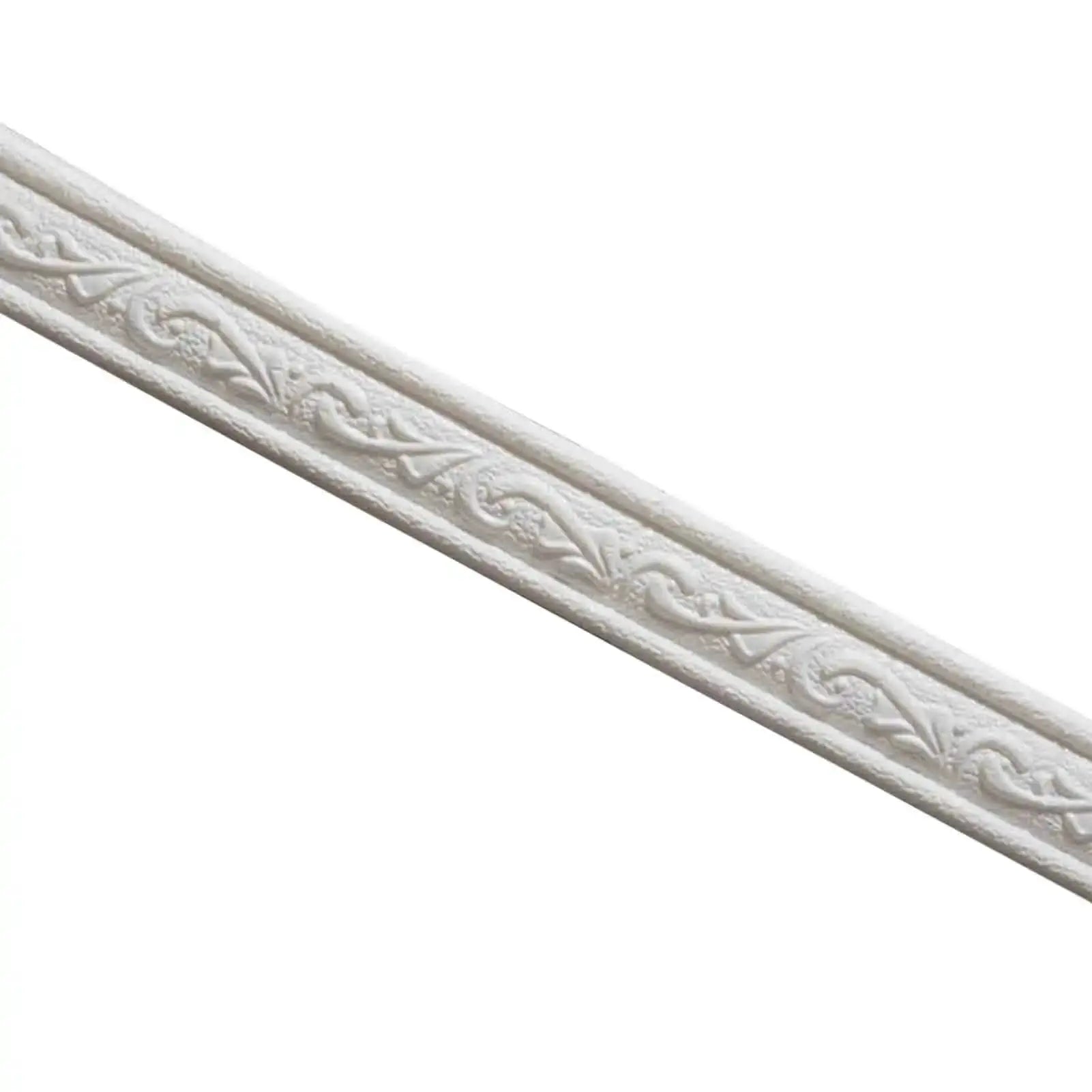 Self-adhesive white wall border strip 230x4 cm with embossed floral pattern for TV background decor Simples Market