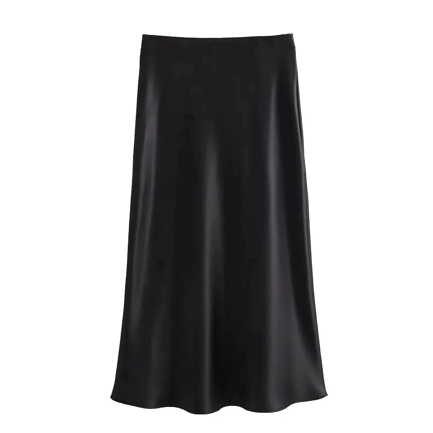 Kondala Vintage Satin Long Skirt For Women High Waist Solid Silky Fashion 2025 Spring Elegant Timeless Comfort
