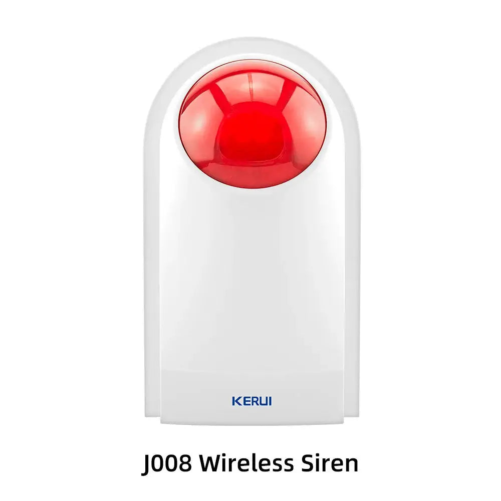 KERUI J008 wireless siren with white housing and red dome