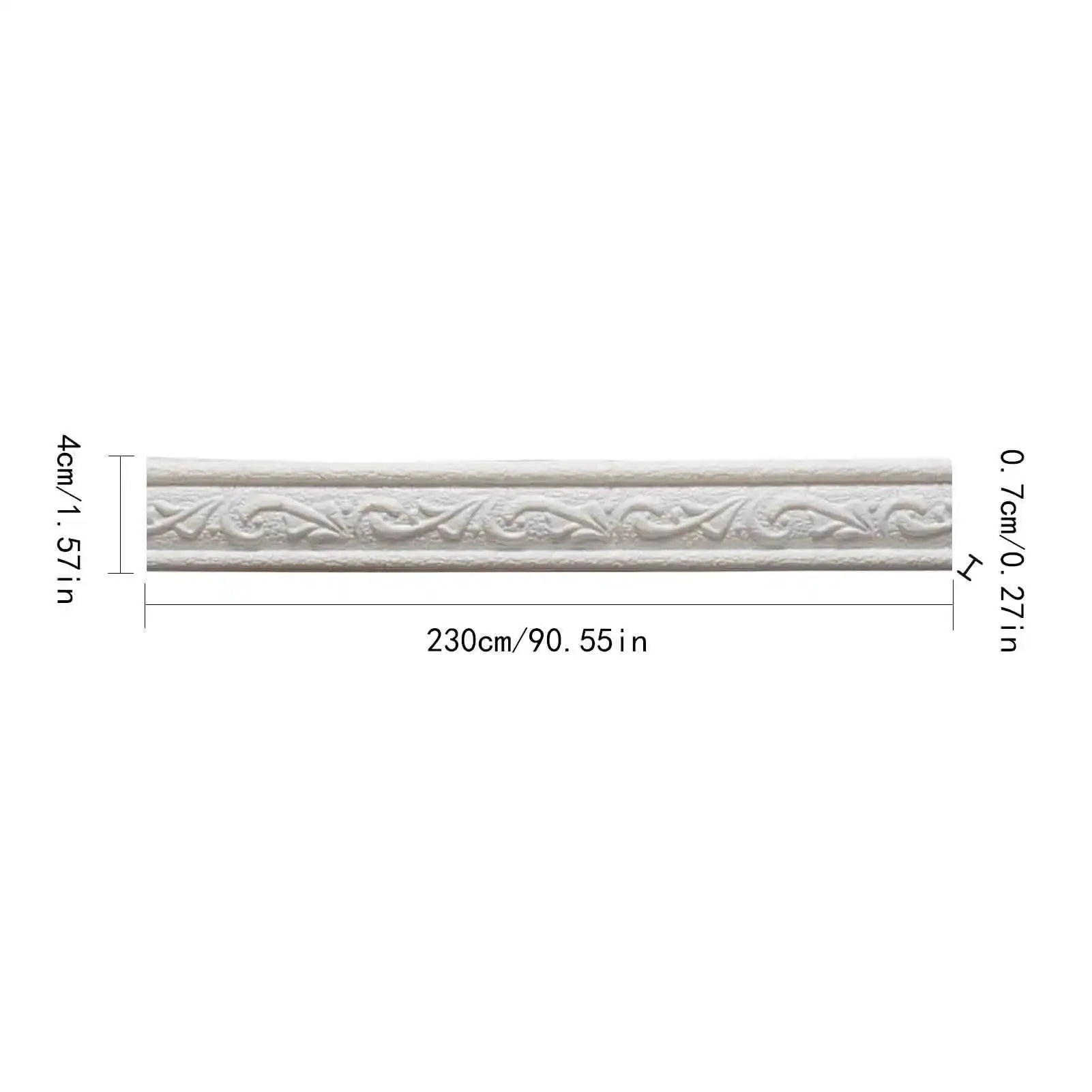 Simples Market white embossed self-adhesive wall border strip with ornate 3D pattern, 230cm long x 4cm high