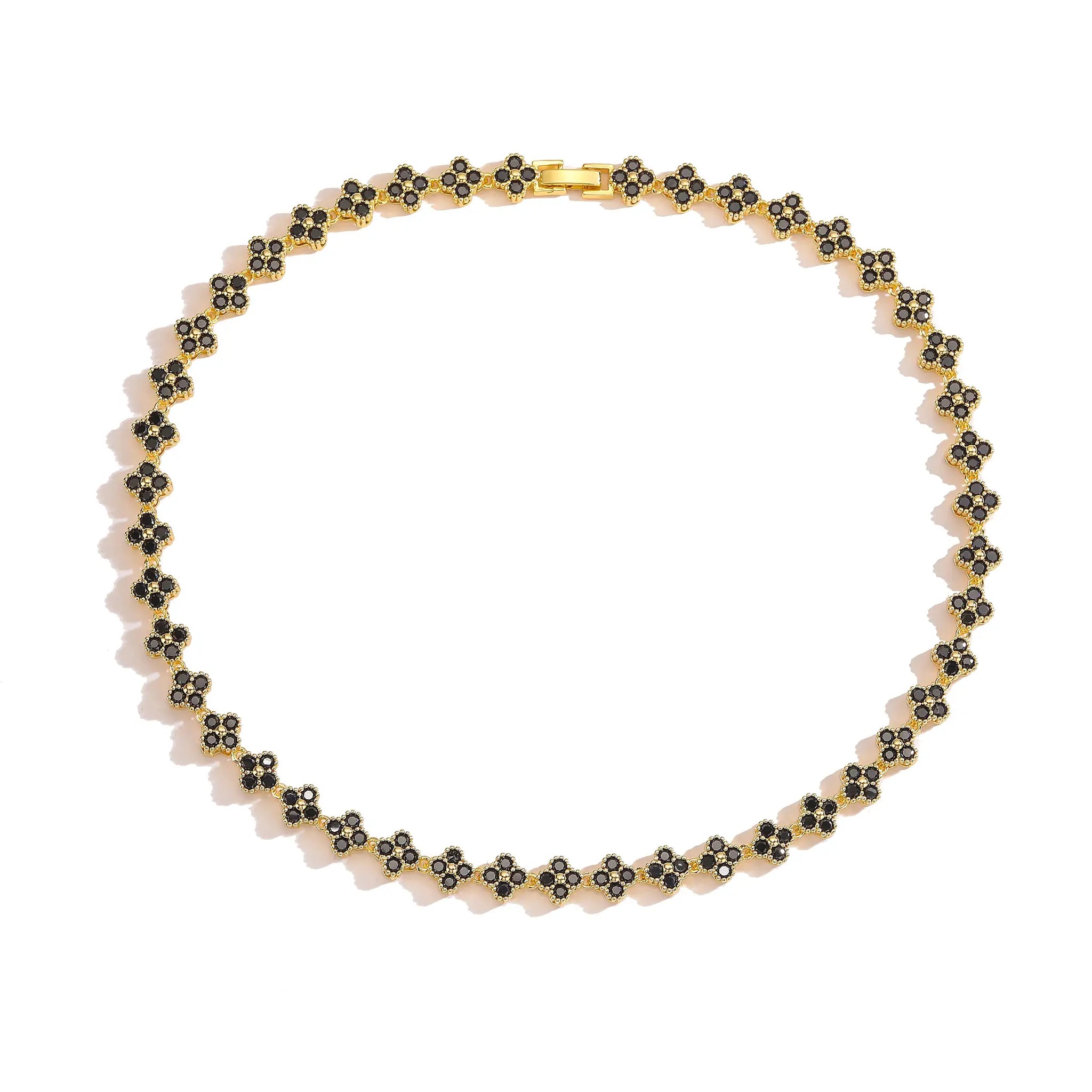 HECHENG AAAAA Brass 18K Gold Plated Flower Necklace And Bracelet Jewelry Set For Women Christmas Gift