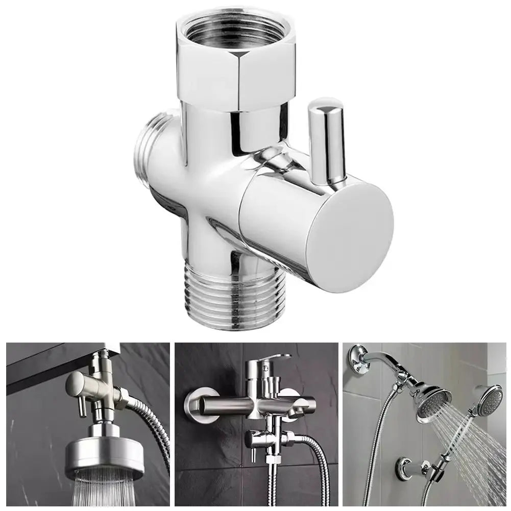 G1/2in 3-way diverter valve chrome finish for shower taps by Simples Market