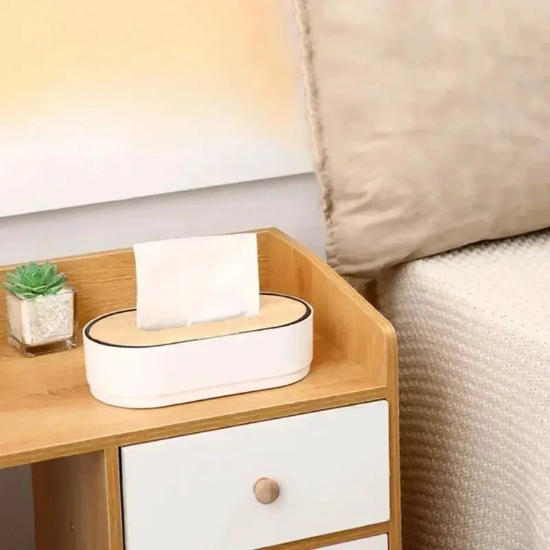Bamboo Tissue Box Holder With Floating Cover For Toilet Paper Napkins And Paper Towels Modern Dispenser