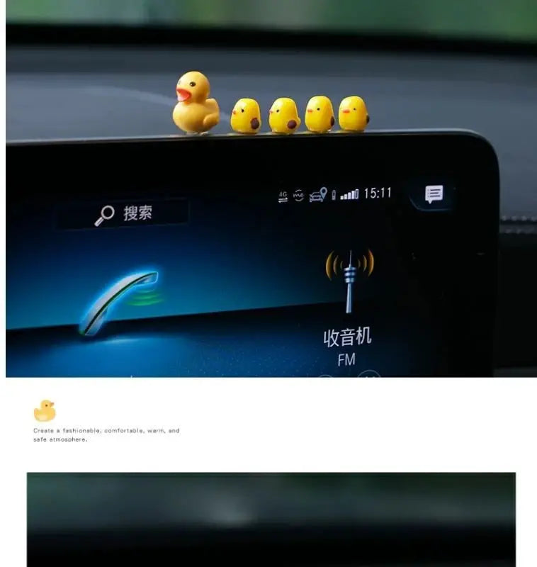 5-pack Simples Market cute yellow duck car interior ornaments on the dashboard beside the rearview mirror