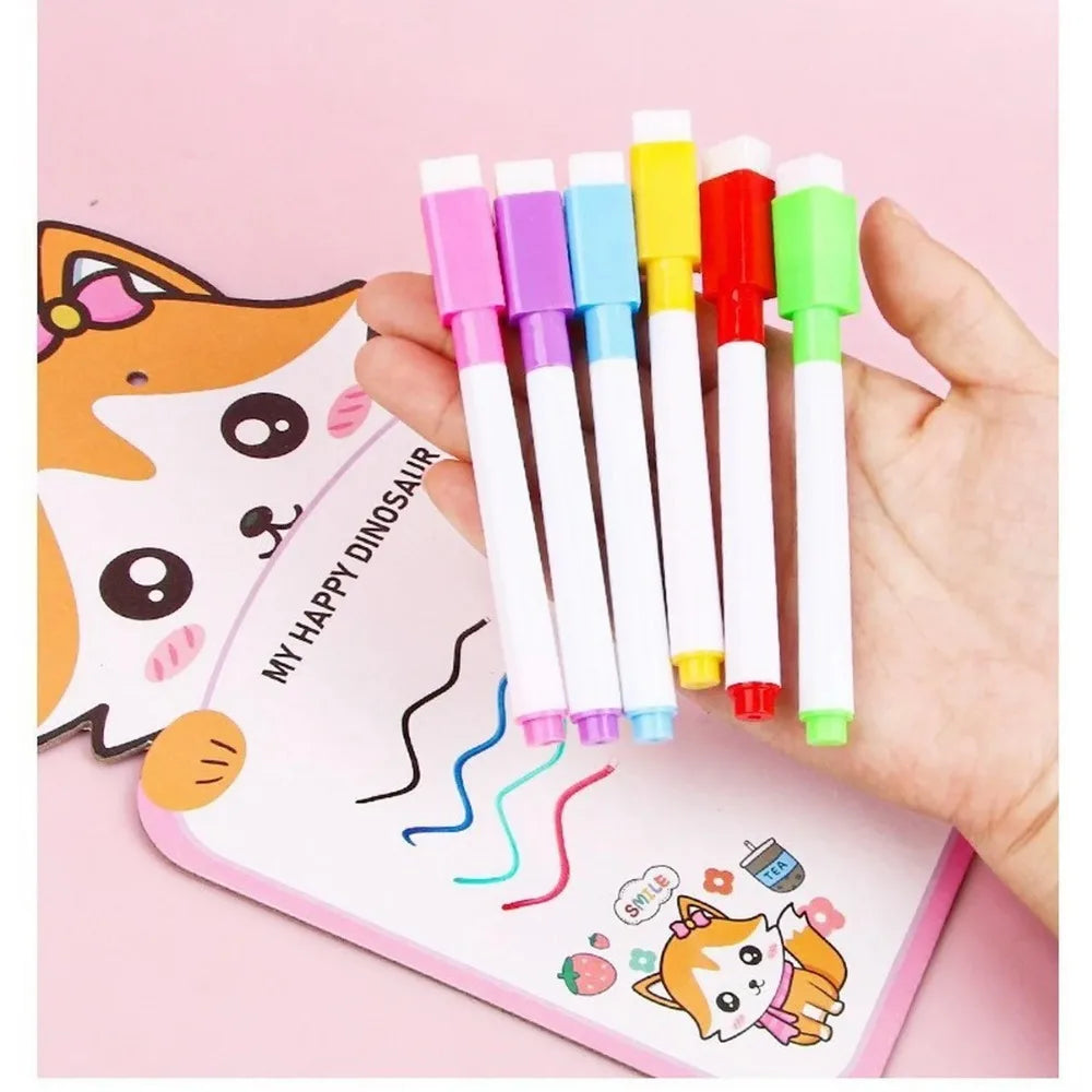 Simples Market 8-pen set of small whiteboard eraser-style dry-erase pens with bright color caps