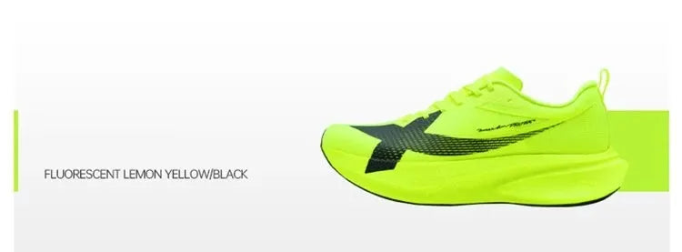 XTEP men’s running shoe, fluorescent lemon yellow with black accents, lightweight sport sneaker
