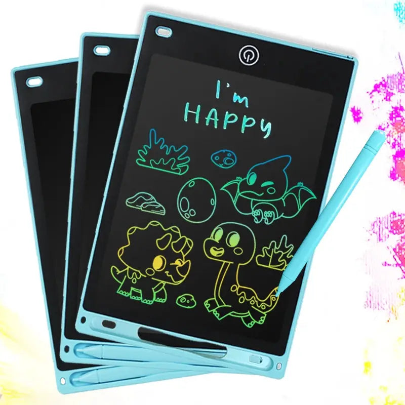 Three blue 8.5-inch LCD writing tablets with stylus for kids Simples Market