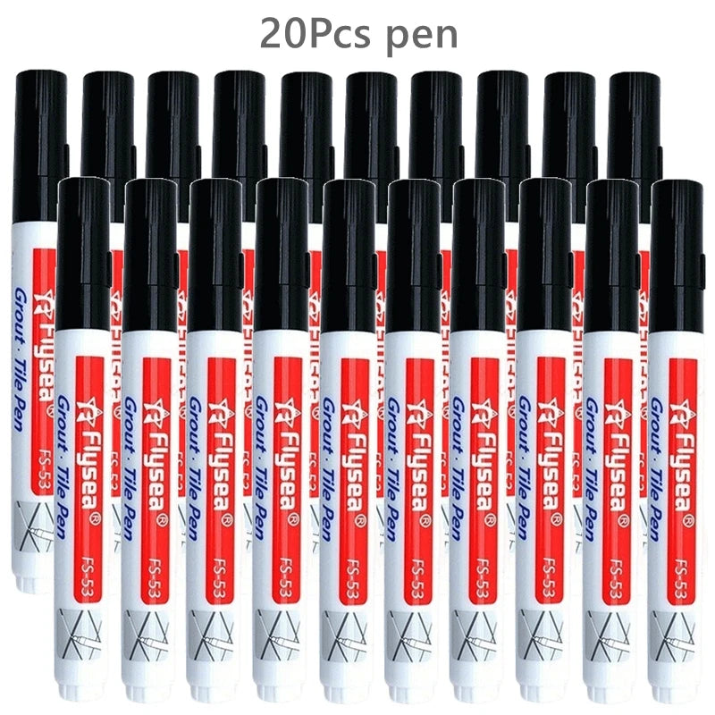 Grout pen set, 20 pcs by Simples Market, waterproof tile markers with white bodies and black caps