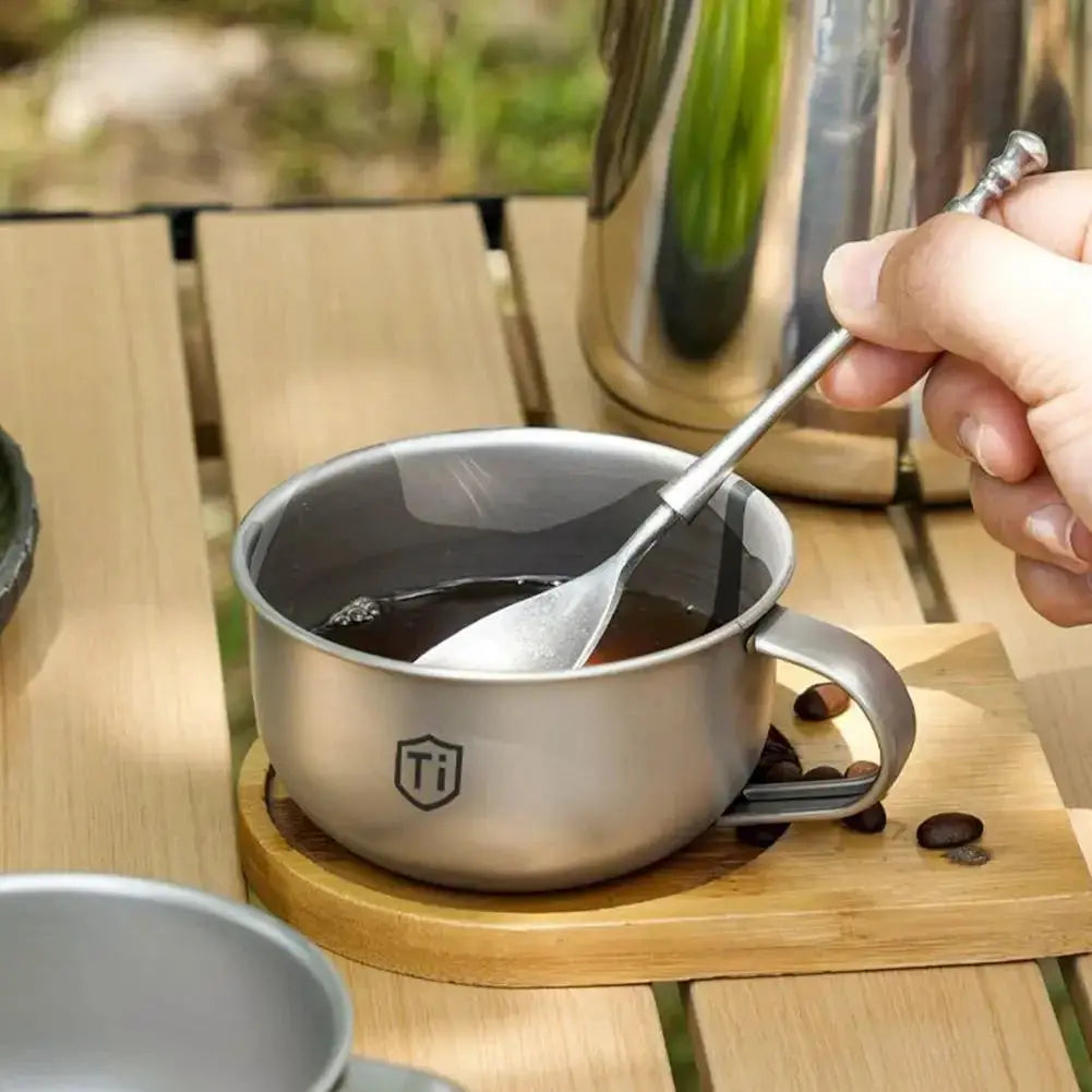 Mini Camping Water Cup Titanium Alloy Portable Tea Coffee Cup For Outdoor Kitchen And Mountaineering 80ml 220ml Capacity