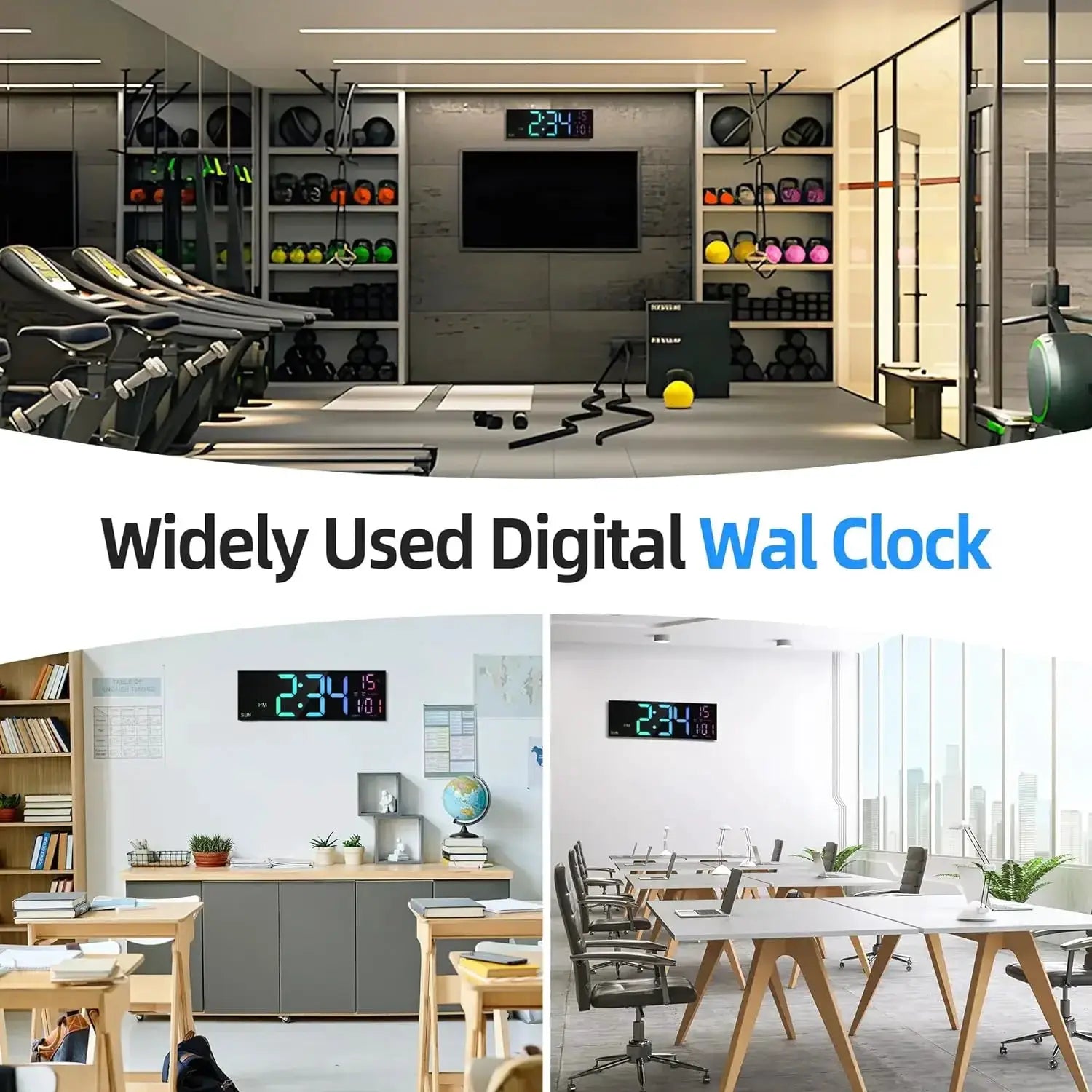 16.2'' digital wall clock from Simples Market with remote and 8 RGB LED colors