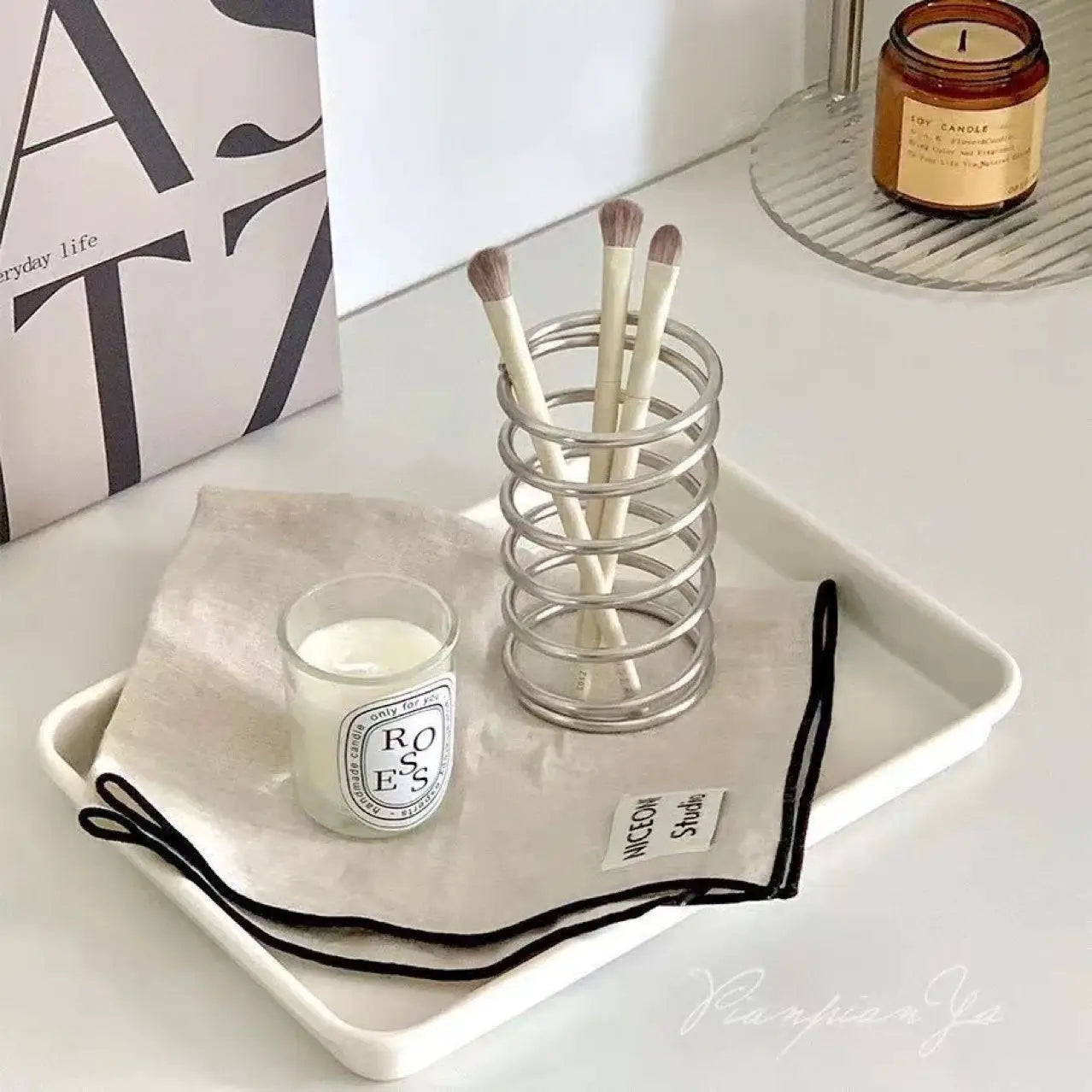 AuroraLux Stainless Steel Toothbrush Holder Rust Resistant Minimalist Bathroom Organizer For Countertop