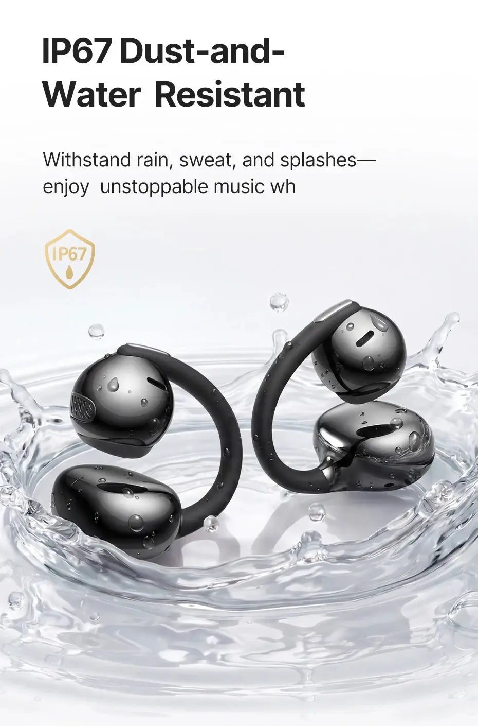 Baseus Bowie MC2 AIR clip-on TWS earbuds, black/gray, IP67 water resistant