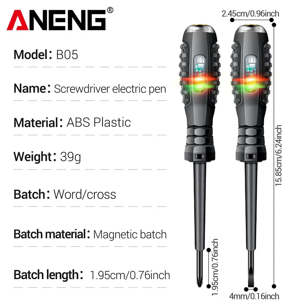 ANENG B05 Pocket Tester Pen With Neon Bulb Indicator For Live Wire Detection Insulated Electrician Screwdriver Tools