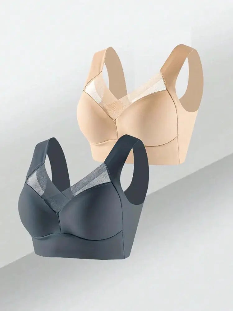AuroraFit 2 Pack Women Lace Sport Bras Set Wireless Seamless Backless Bralette Plus Size L To 3XL