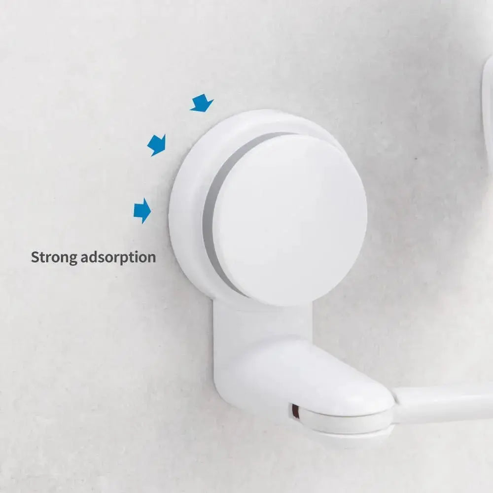 Rotating round bath mirror by Simples Market, white plastic with suction wall mount