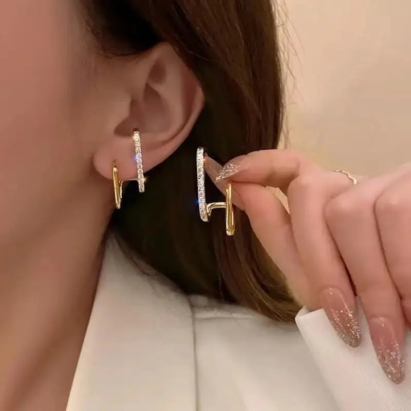 925 Silver Needle Heart Earrings For Women Korean Fashion Crystal Jewelry 2026 Trending Luxury Hoop Earrings