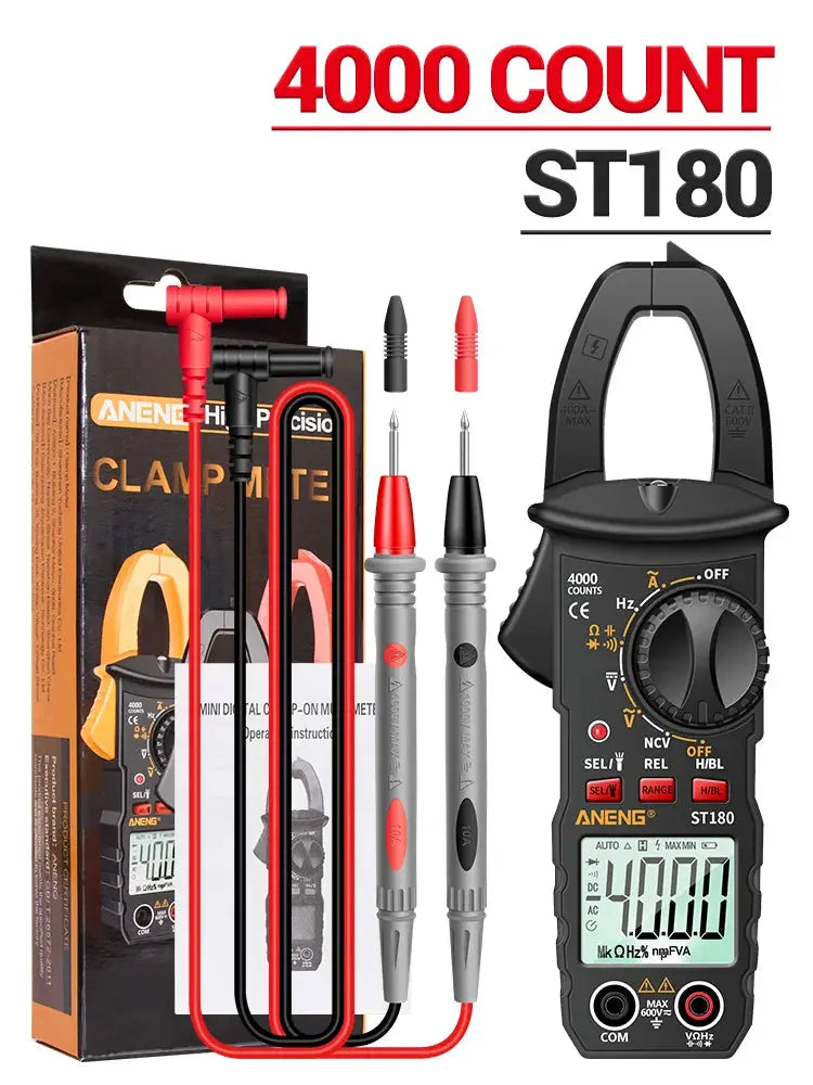 ANENG ST180 AC Current Clamp Meter Digital 4000 Counts Multimeter Capacitance NCV Ohm Ammeter Voltage Tester Car Amp