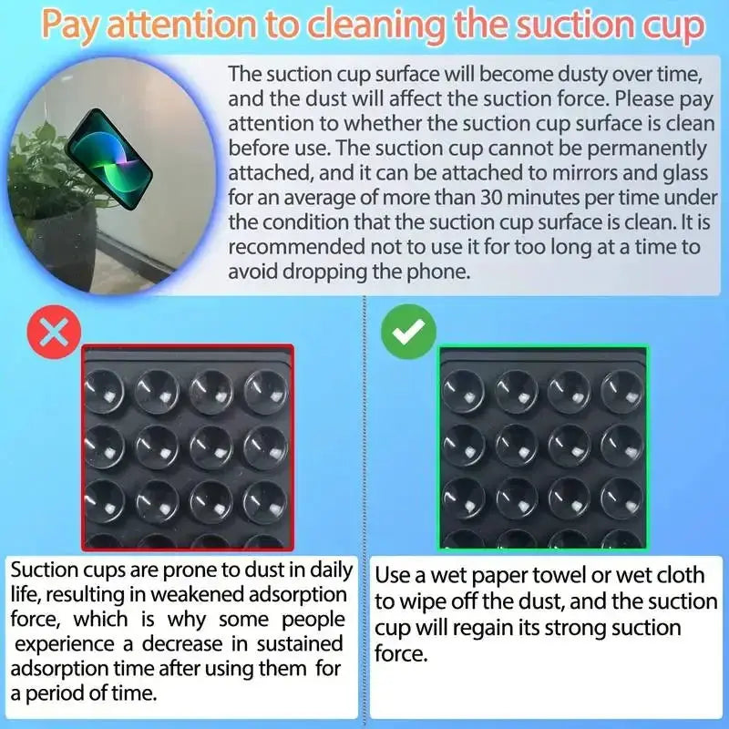 GripMate Silicone Suction Phone Holder Mat Wall Stand With Anti Slip Square Design For Apple Phones
