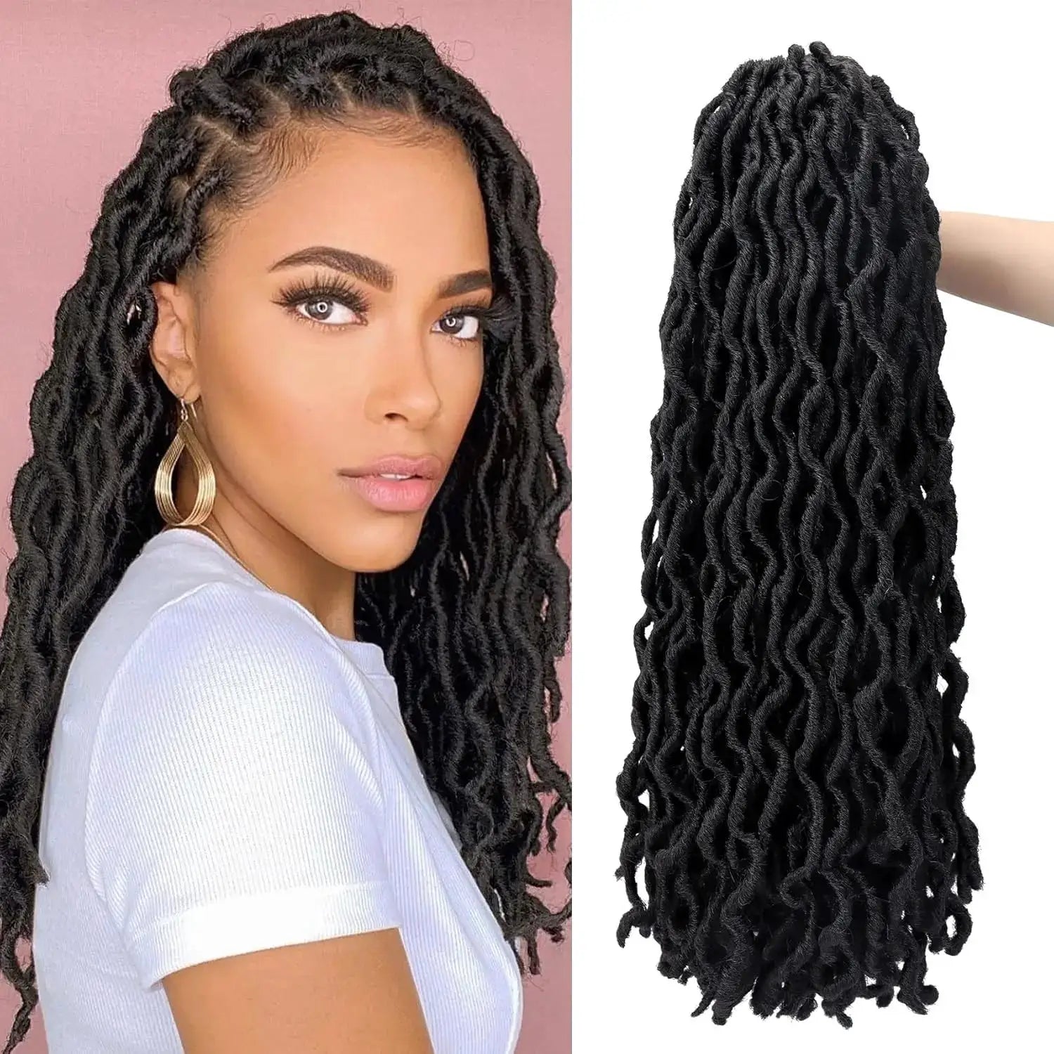 Simples Market Goddess Faux Locs crochet hair, 18/24in, black, 6-pack bundle