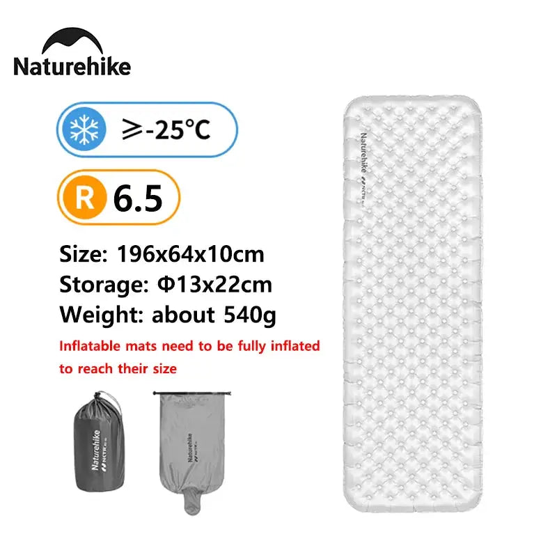 Naturehike 2024 Ultralight Camping Air Mattress 6.5 Inch Thick R Value Winter Warmth 10cm Air Bed Portable