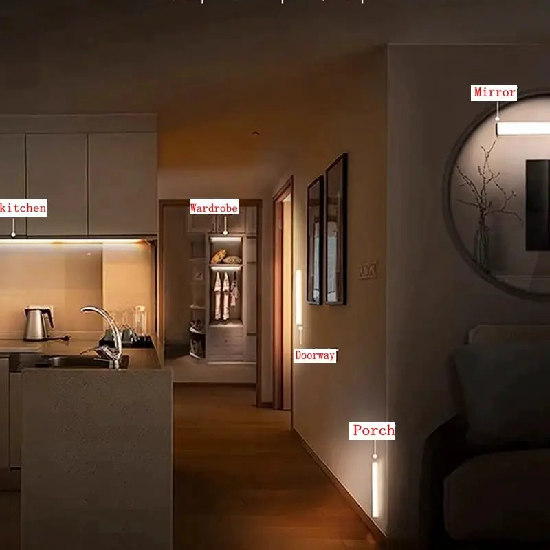 NovaBright Wireless Rechargeable Motion Sensor LED Night Light Type C Charging for Cabinets Wardrobes Staircase Light