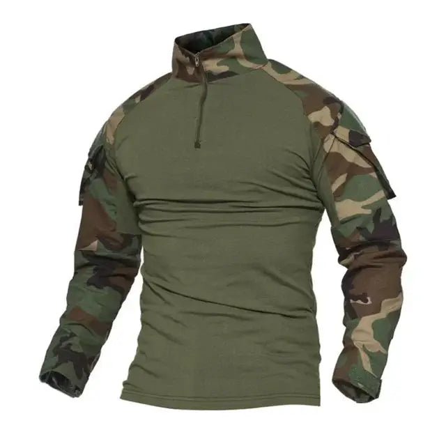 Mens Camouflage Long Sleeve Tactical Shirt For Outdoor Hiking Hunting And Climbing Army Military Style