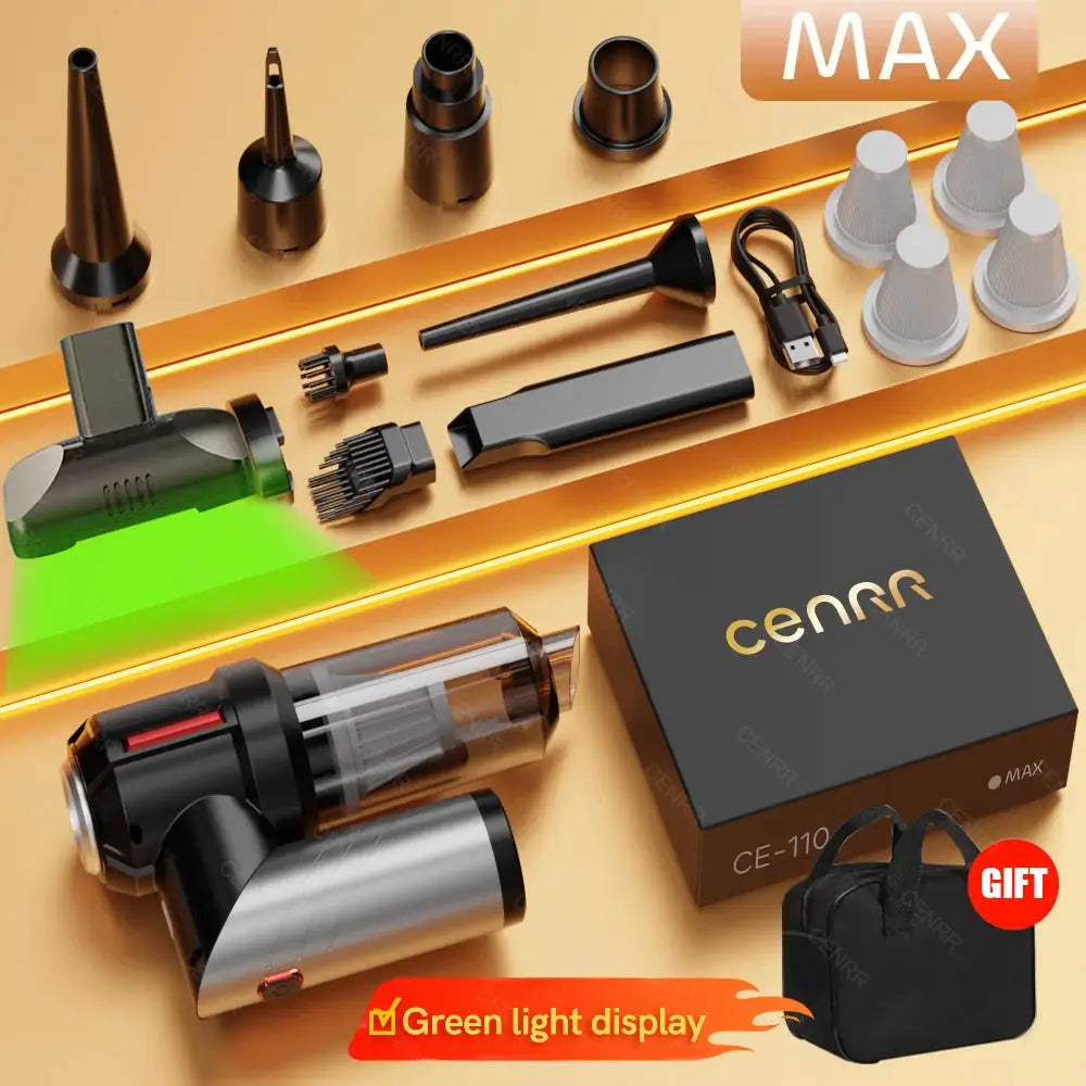 CENRR cordless car vacuum cleaner mini with multiple nozzle attachments, by Simples Market; includes gift bag