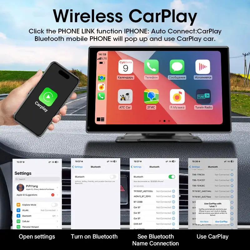 7 To 10 Inch Wireless CarPlay Android Auto Car Multimedia Receiver