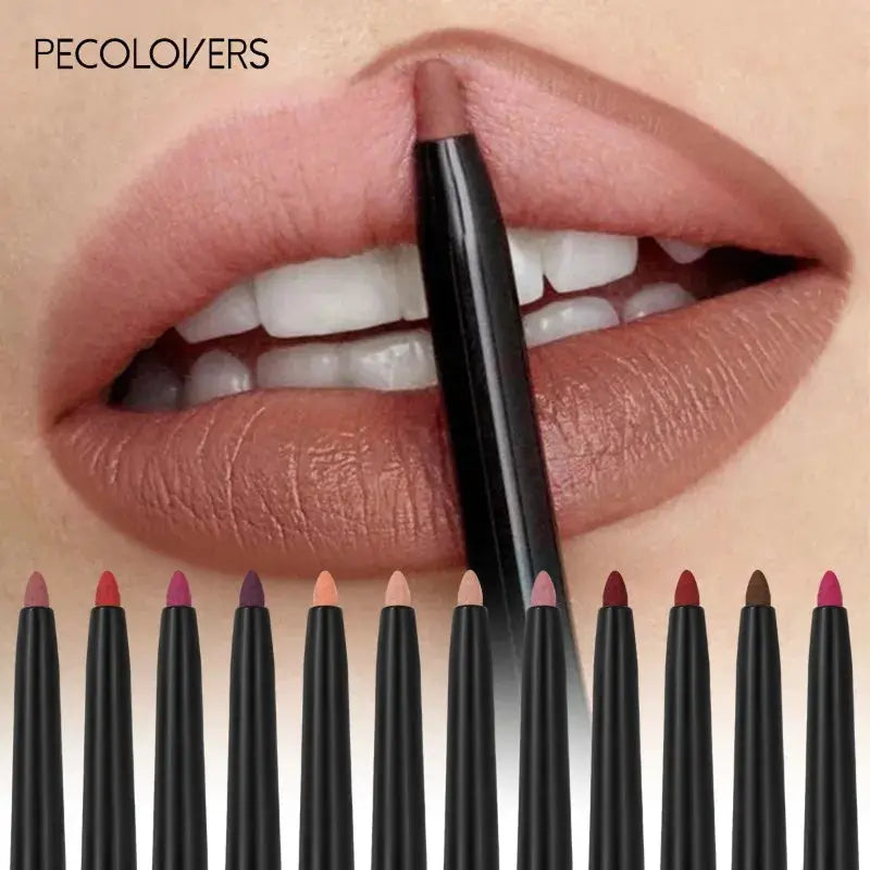 LuxLips Waterproof Matte Lipliner Pencil 12 Colors Long Lasting Smudge Proof Hydrating Lip Definer